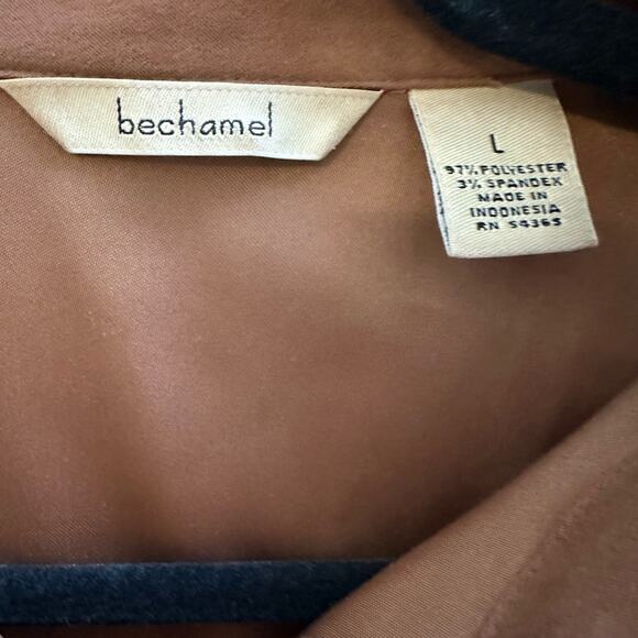 Bechamel Women Shirt Women L Brown Microfiber Button Up Fall is in the air. - Picture 3 of 14